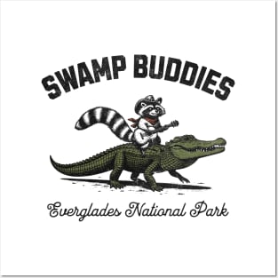 Swamp Buddies Raccoon Aligator Everglades National Park Posters and Art